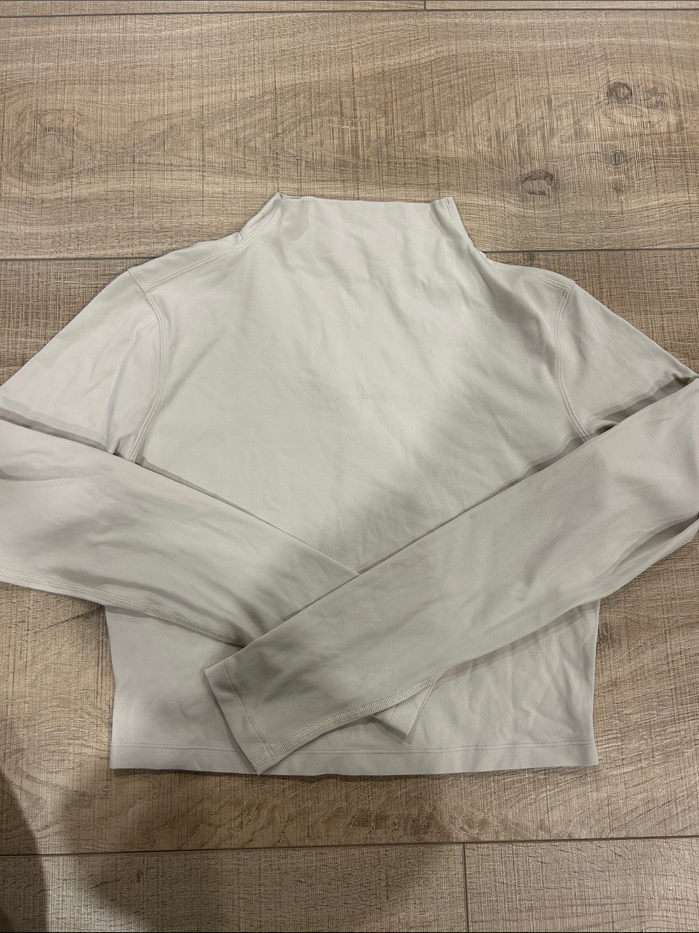 Cropped Long Sleeve Mock Neck Top — Light Beige Lululemon
